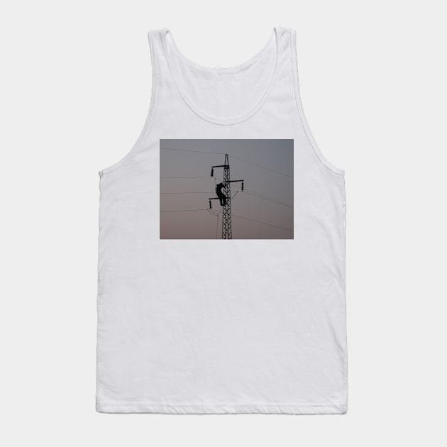 Worker on power line pylon Tank Top by Parafull